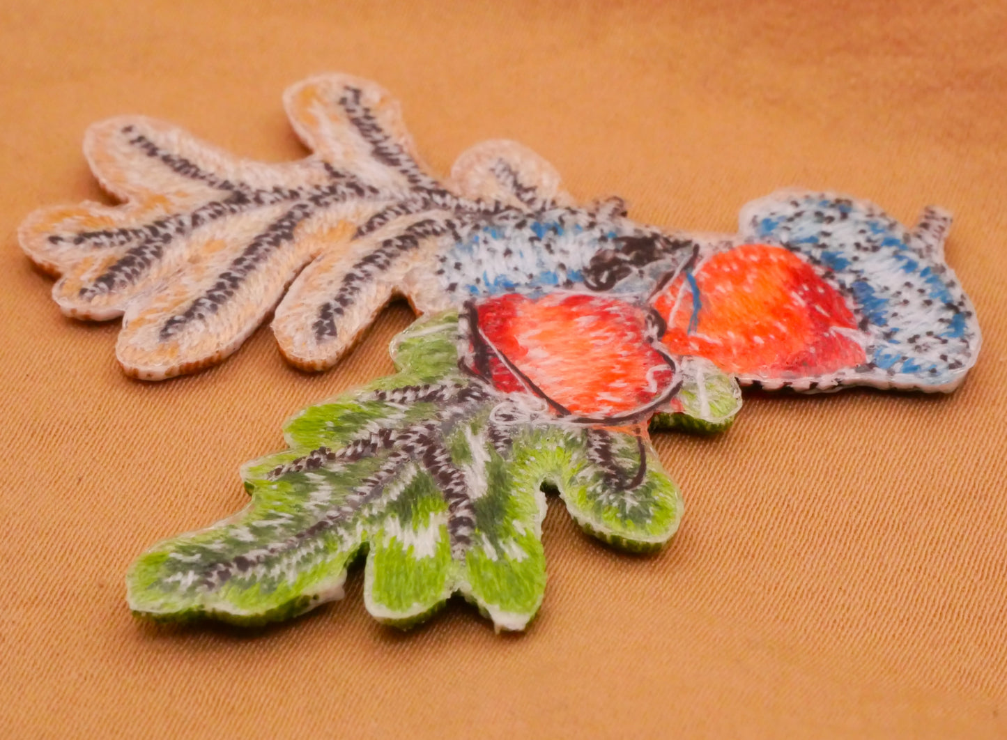 Acorns Leaves Embroidered Iron-On Patch Embellishment 44x51mm