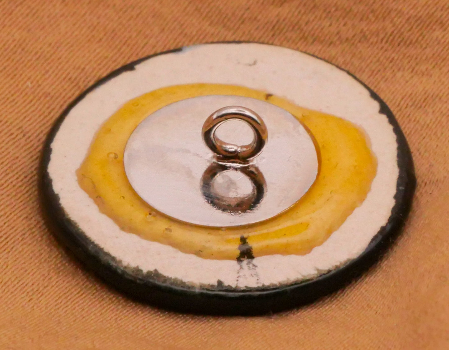 Leaf Orange Black Hand-Painted Ceramic Button 22mm