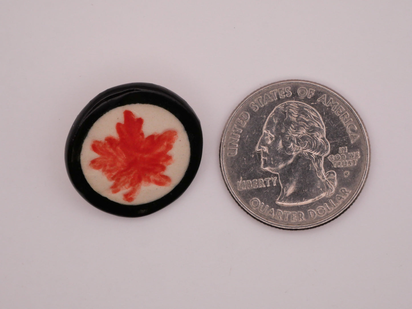 Leaf Orange Black Hand-Painted Ceramic Button 22mm