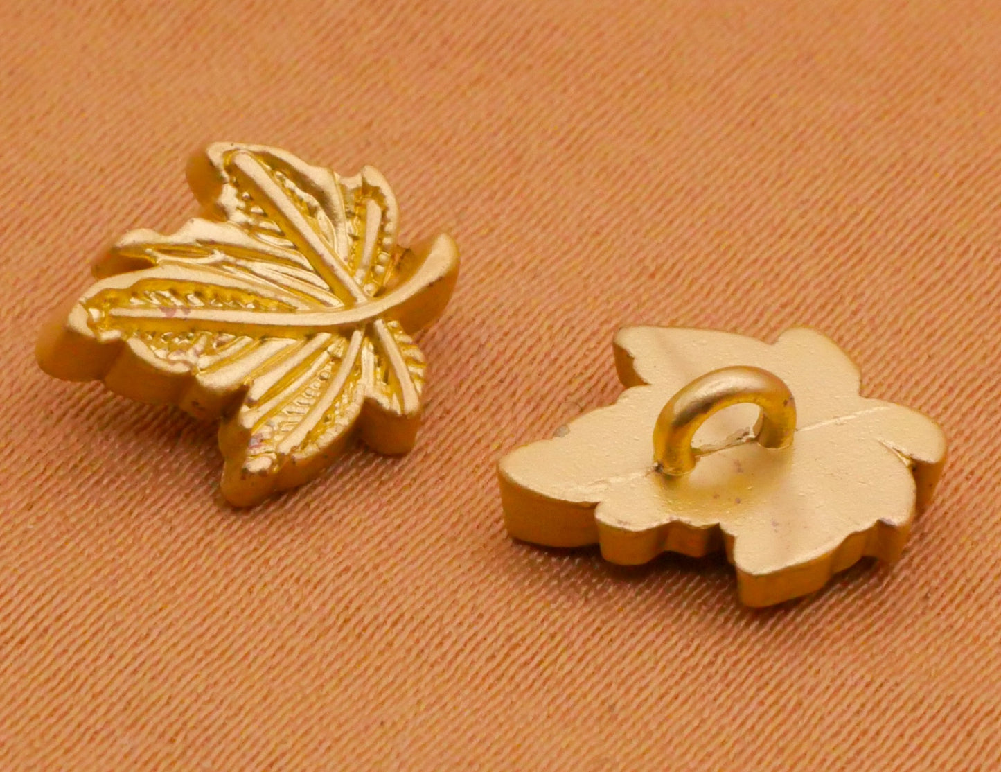 Leaf Leaves Soft Gold Metal Set of Three Buttons 10x12mm