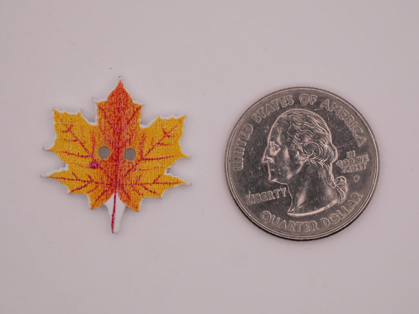 Leaf Leaves Orange Yellow Wood Set of Ten Buttons 23x24mm