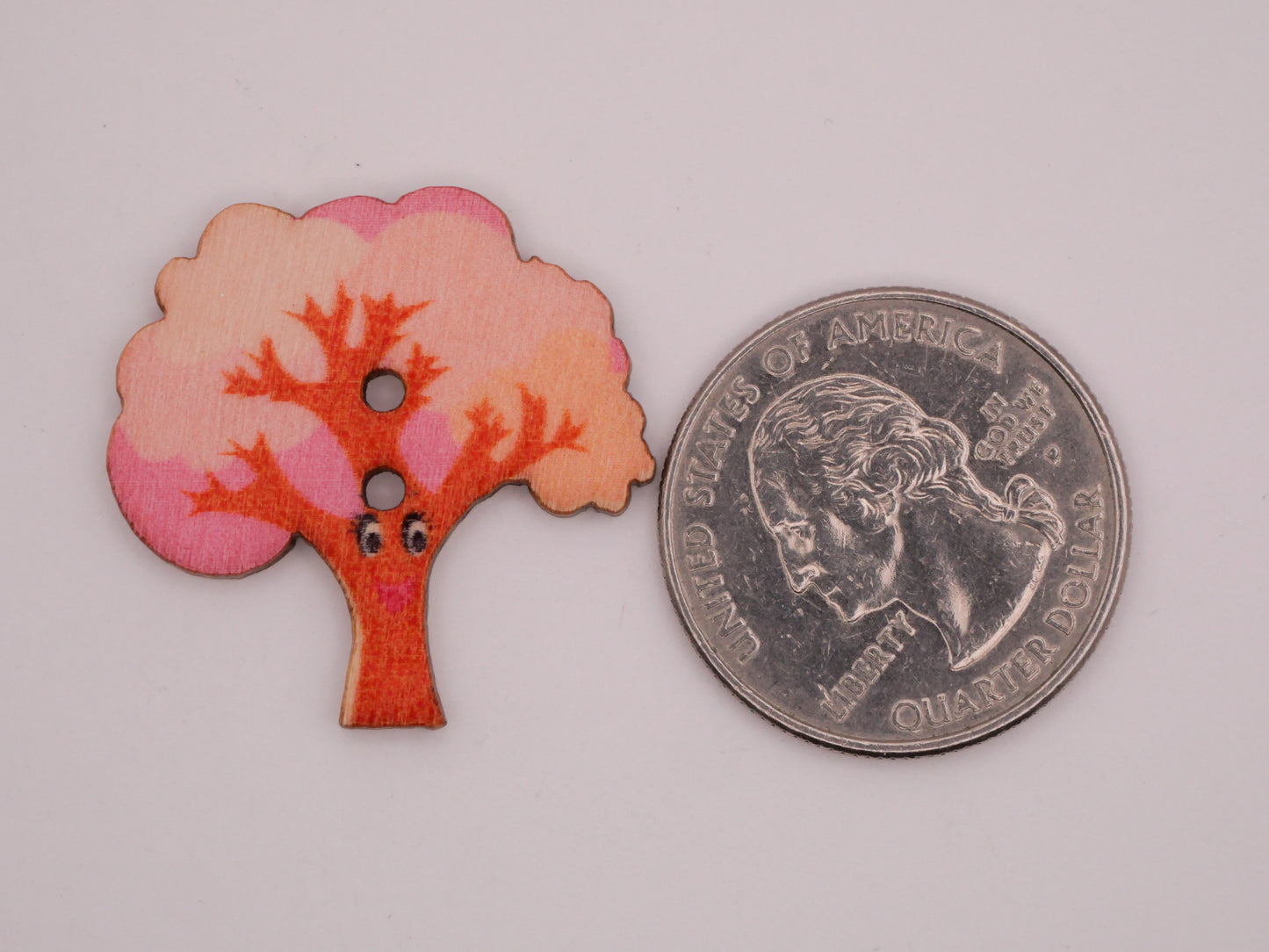 Tree Colorful Fall Wood Assorted Set of Ten Buttons 28mm