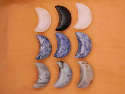 Crescent Moon Carved Stone Large Button Various 23x30mm