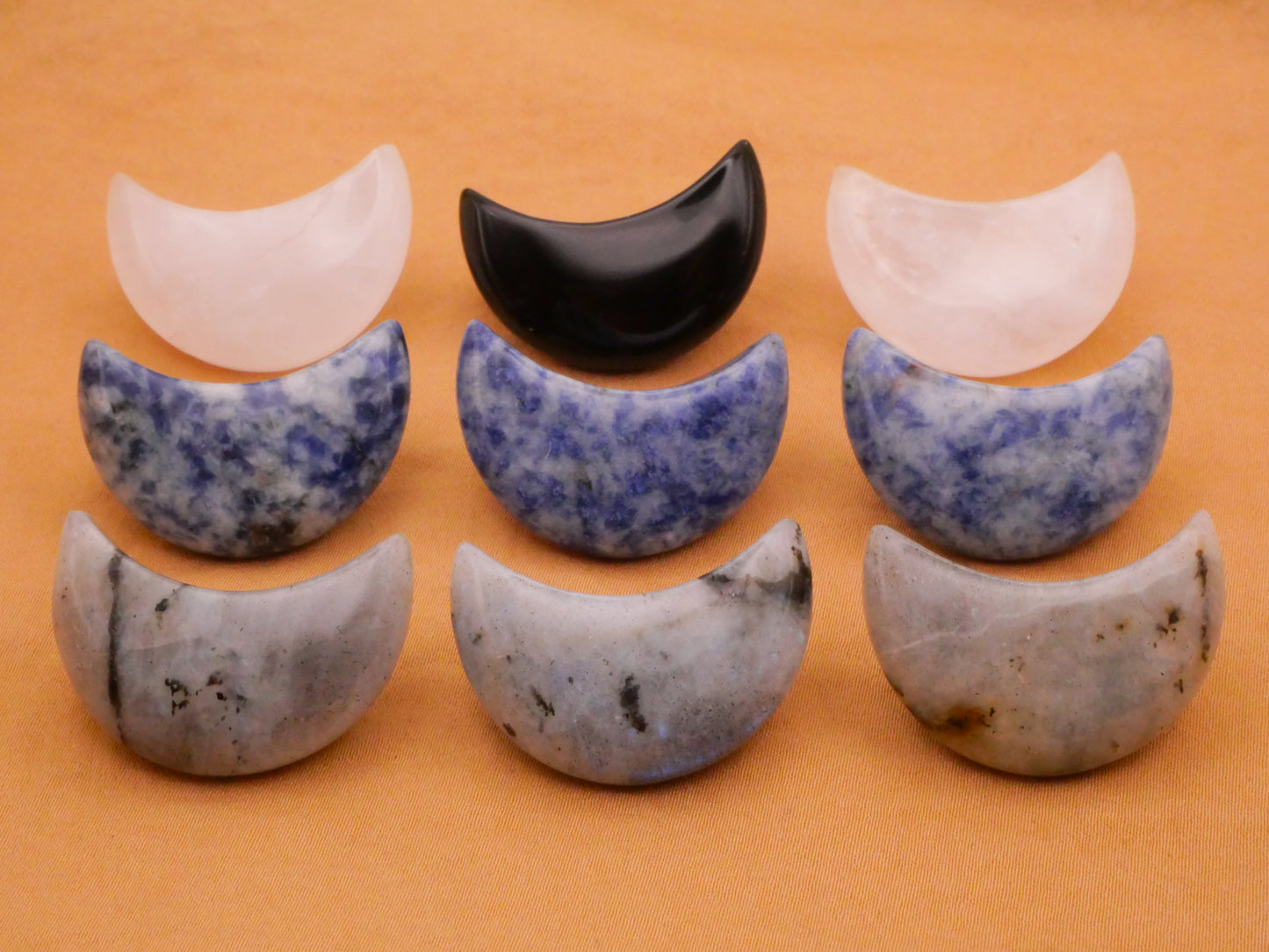 Crescent Moon Carved Stone Large Button Various 23x30mm