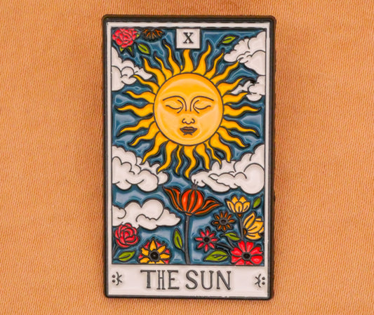The Sun Tarot Card Large Enamel Metal Button 21x36mm
