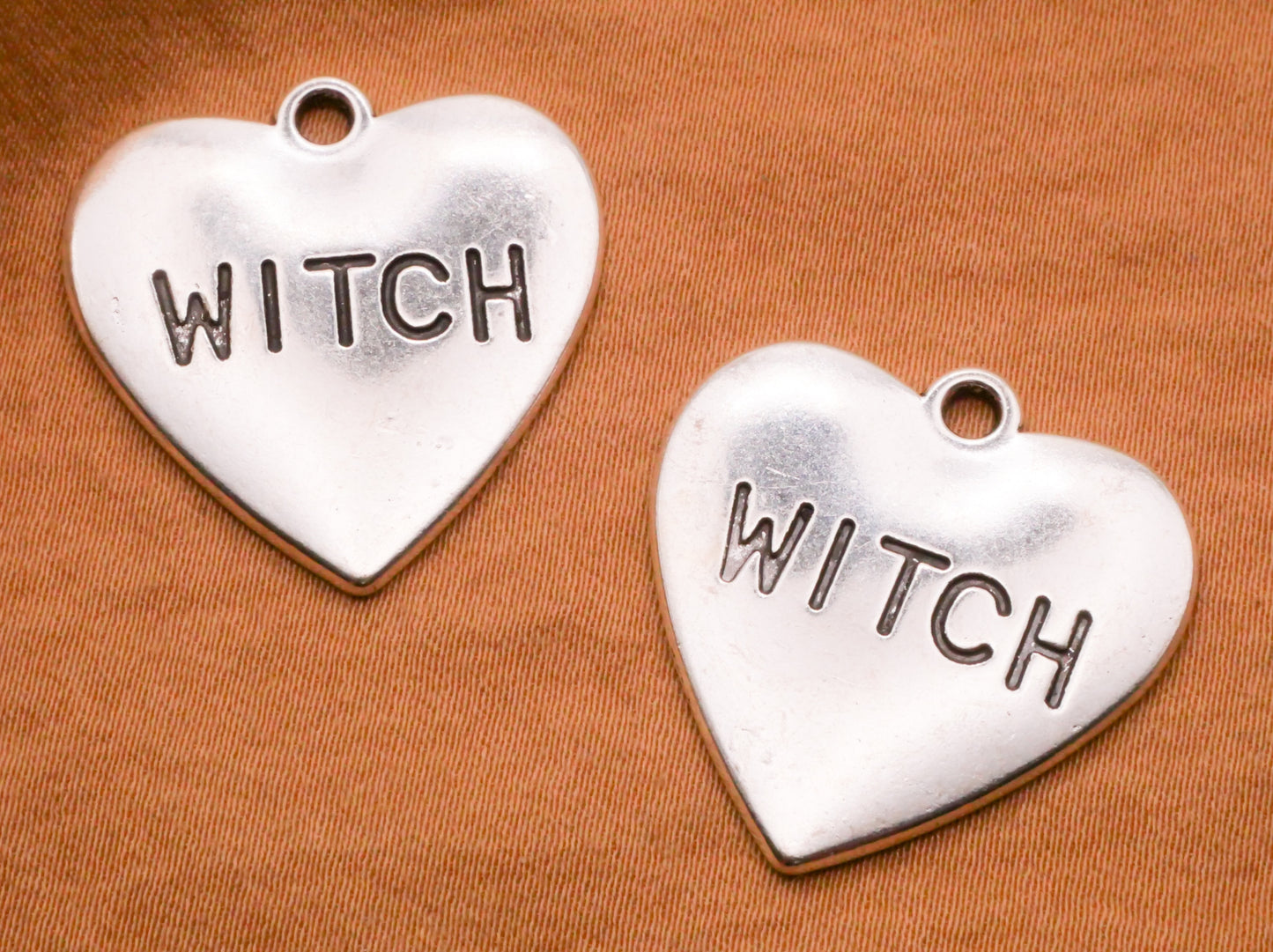 Witch Heart Verbal Metal Pair of Charms Embellishments 24x25mm