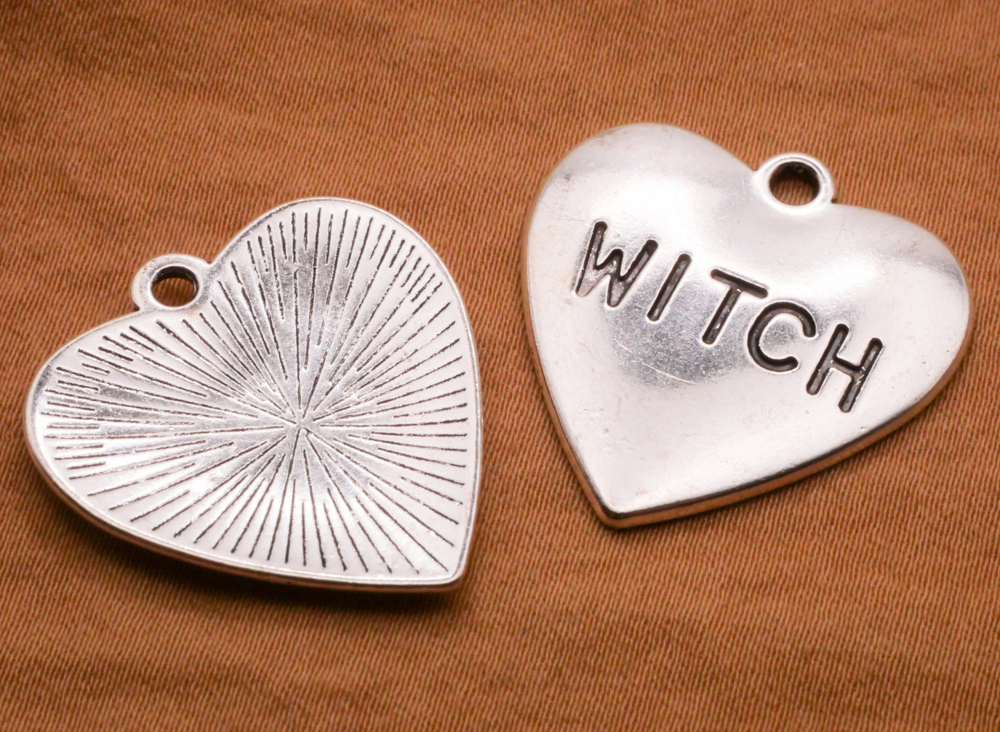 Witch Heart Verbal Metal Pair of Charms Embellishments 24x25mm