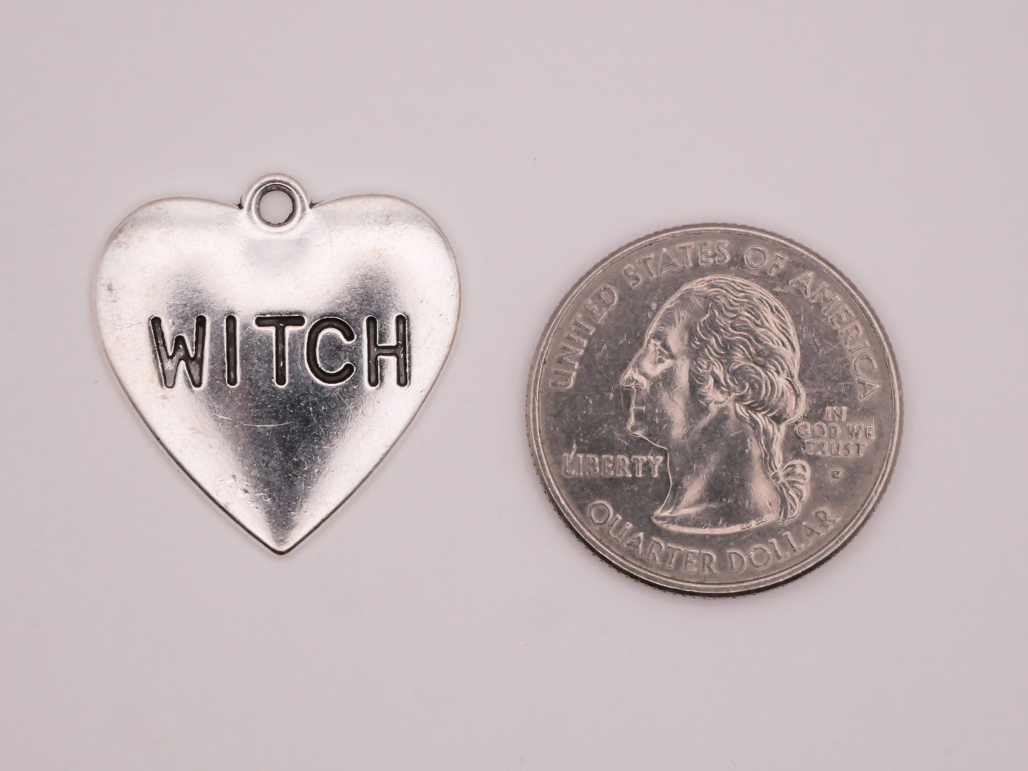 Witch Heart Verbal Metal Pair of Charms Embellishments 24x25mm