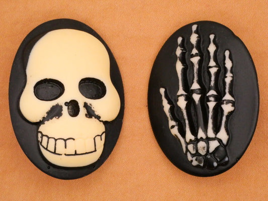 Skull or Skeleton Hand Cameo Large Plastic Button Various 29x39mm