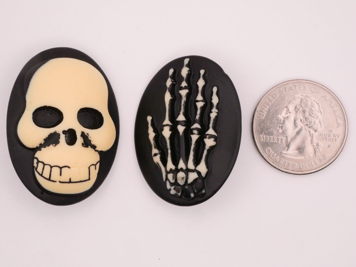 Skull or Skeleton Hand Cameo Large Plastic Button Various 29x39mm