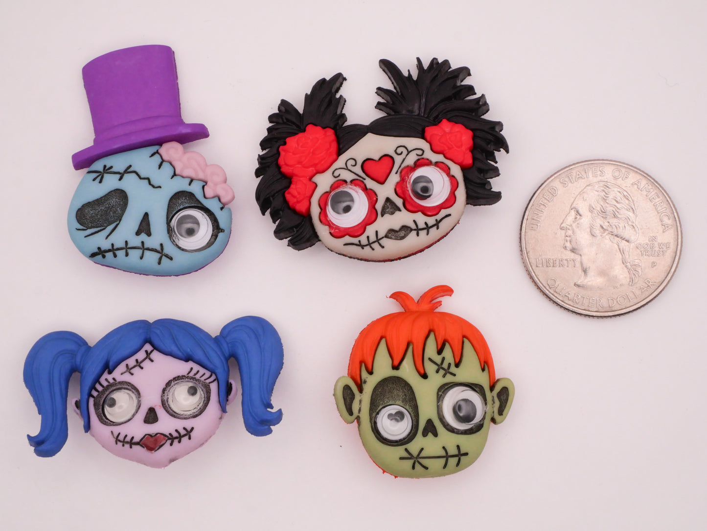 Zombie Face Moveable Googly Eyes Plastic Snap-Together Button Various 25-39mm