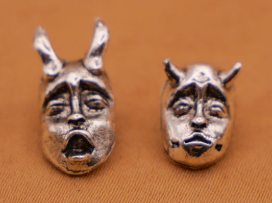Devil Demon Realistic Face Silver Metal Button Various 7-15mm