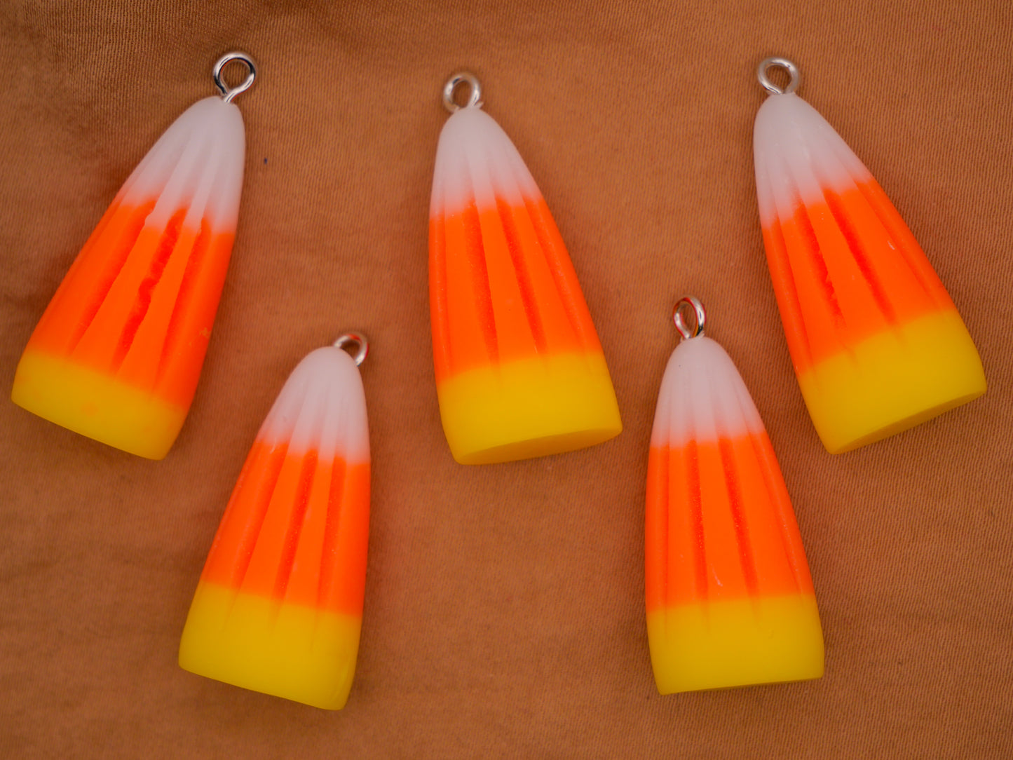 Candy Corn Plastic Set of Five Charms Embellishments 15x34mm