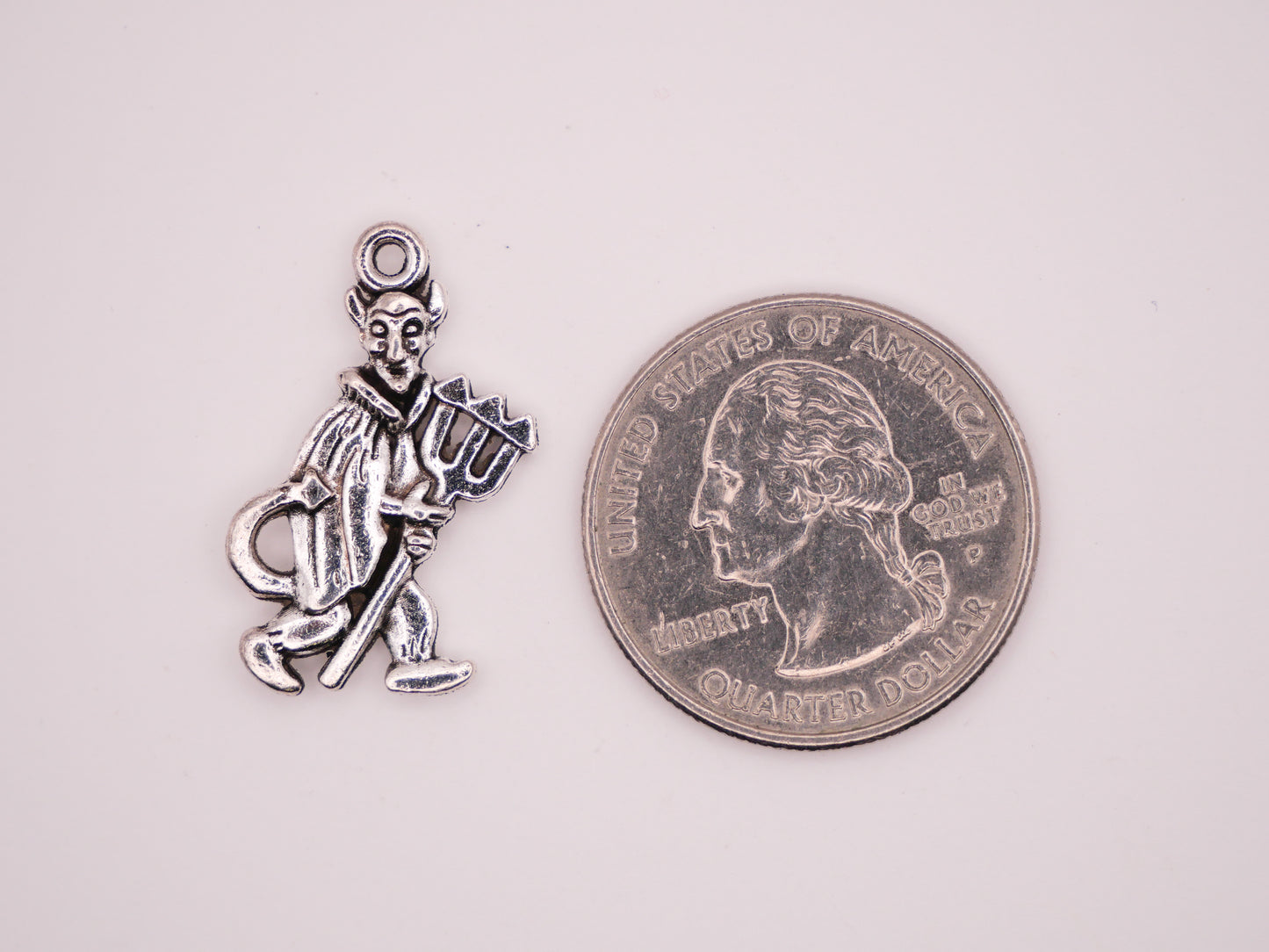 Devil Demon Realistic Silver Metal Pair of Charms Embellishments 15x26mm