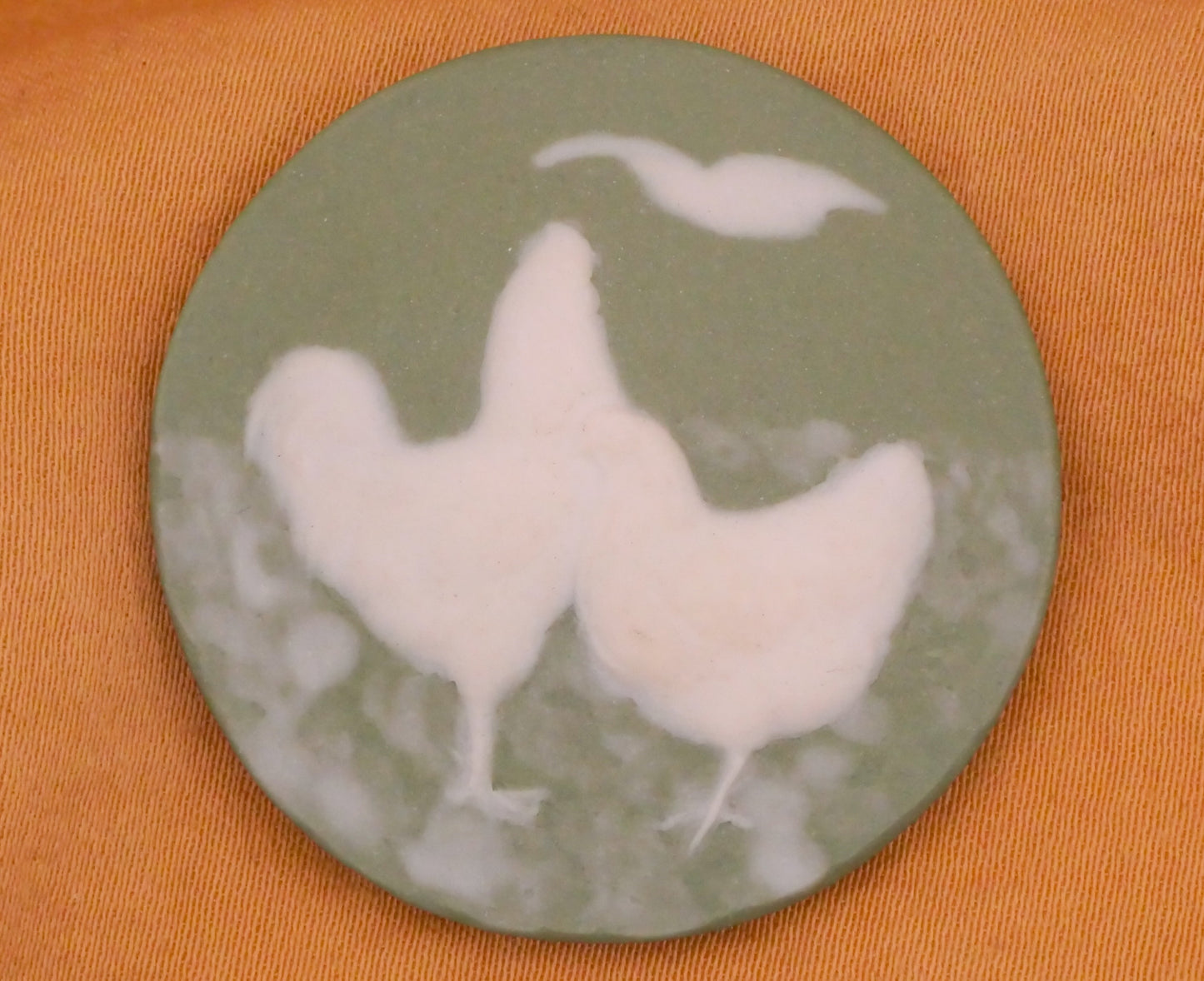 Chicken Farm Green Jasper Ware Shirley Shaw Studio Large Button 34mm