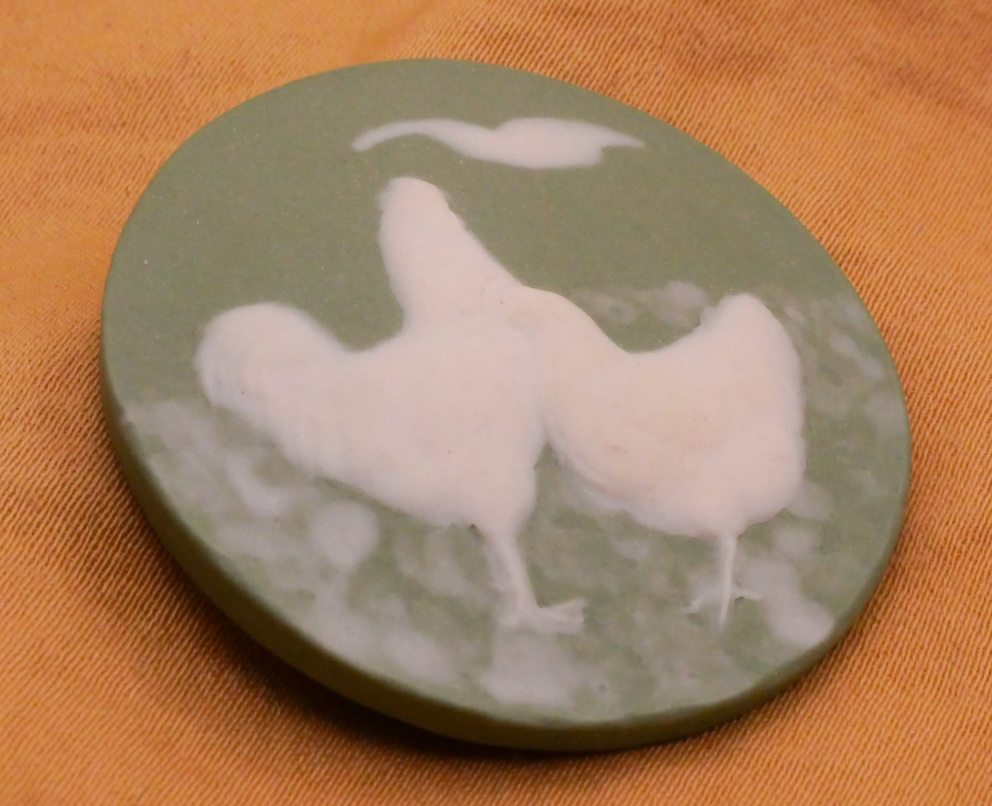 Chicken Farm Green Jasper Ware Shirley Shaw Studio Large Button 34mm