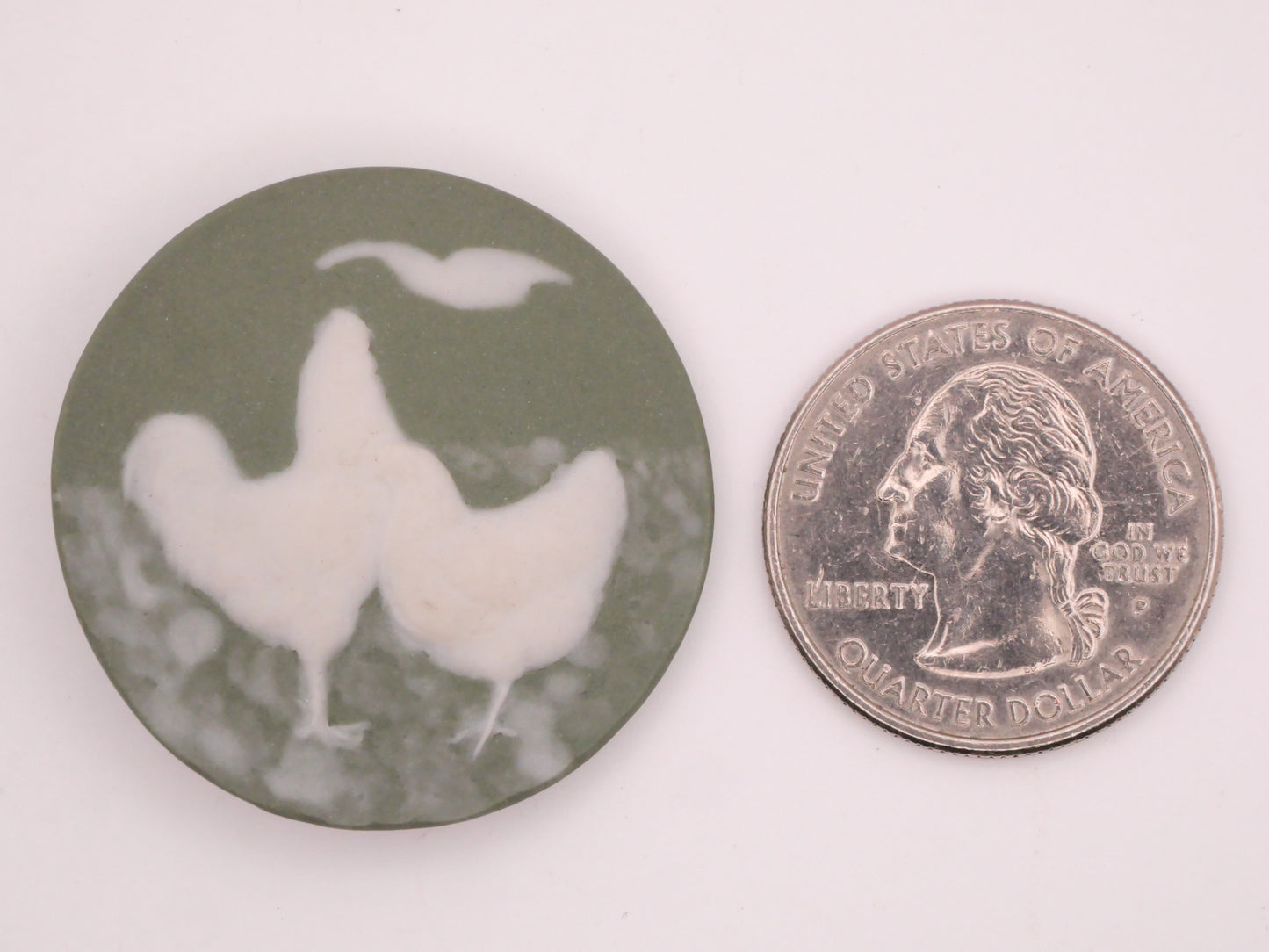 Chicken Farm Green Jasper Ware Shirley Shaw Studio Large Button 34mm