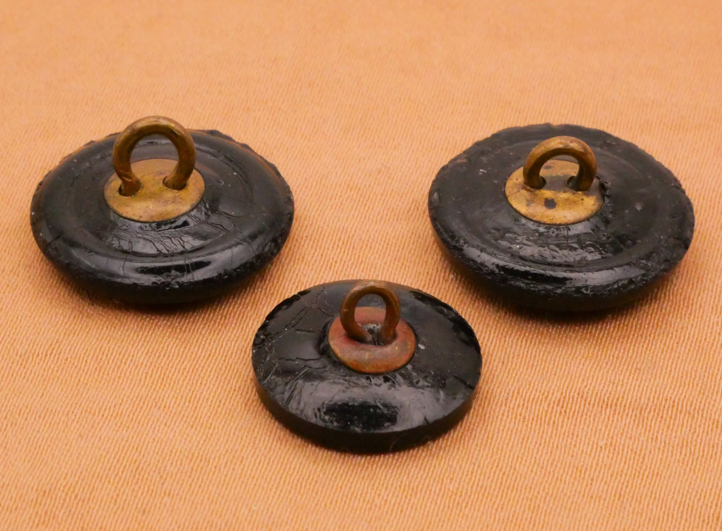 Wheat Grain Black Glass Antique Button Various 14-17mm