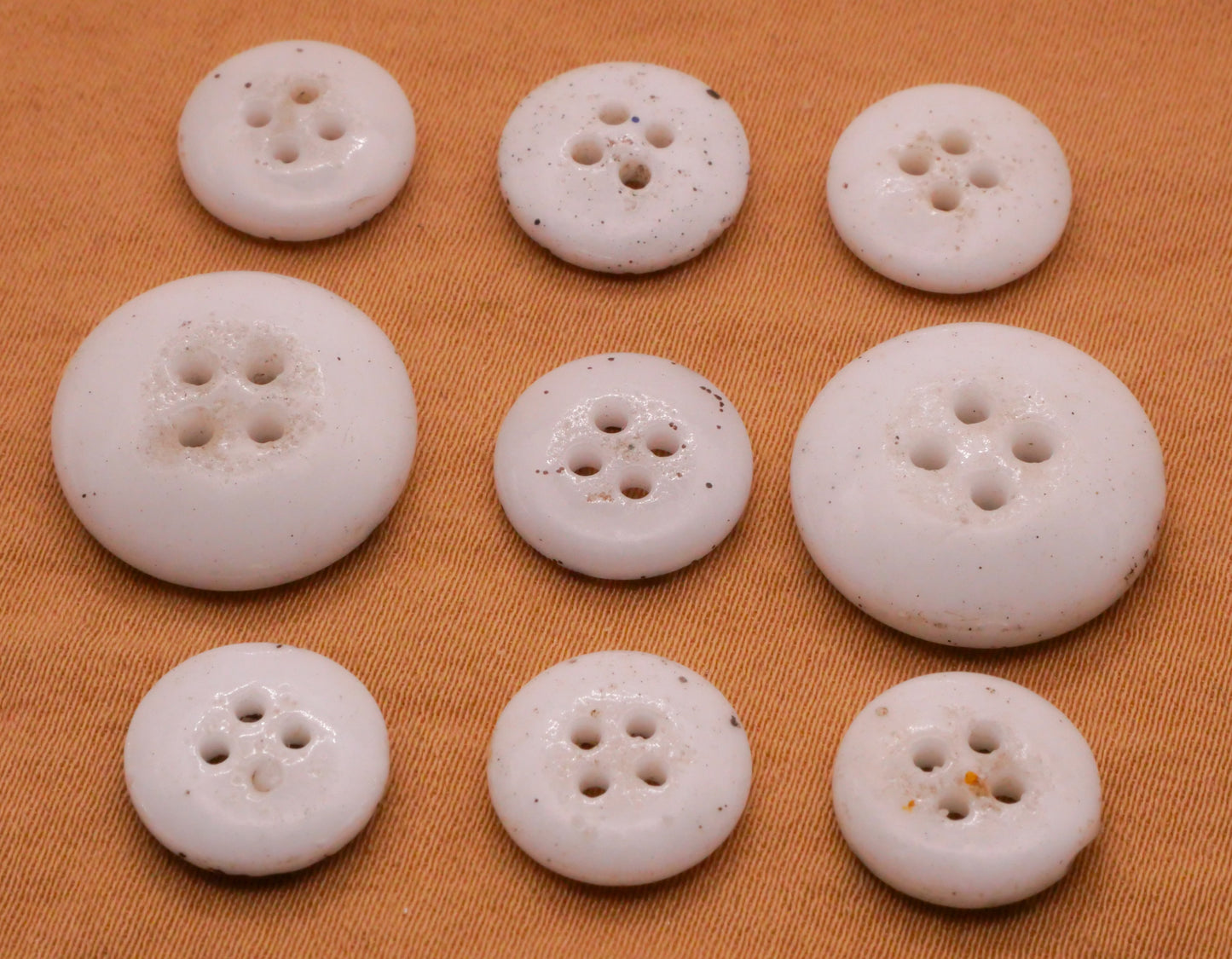 Calico China Glass Brown Pattern Antique Button Various 11-16mm