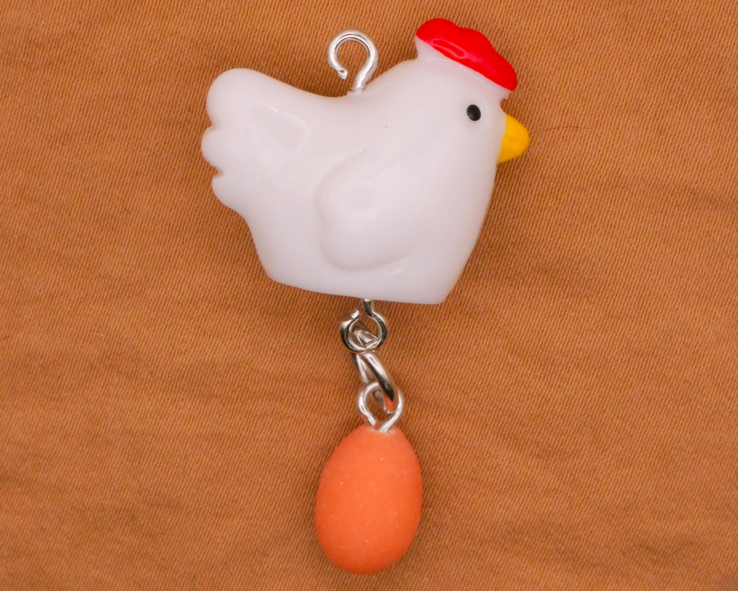 Chicken Egg Dangling Moveable Plastic Charm Embellishment 24x45mm