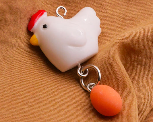 Chicken Egg Dangling Moveable Plastic Charm Embellishment 24x45mm