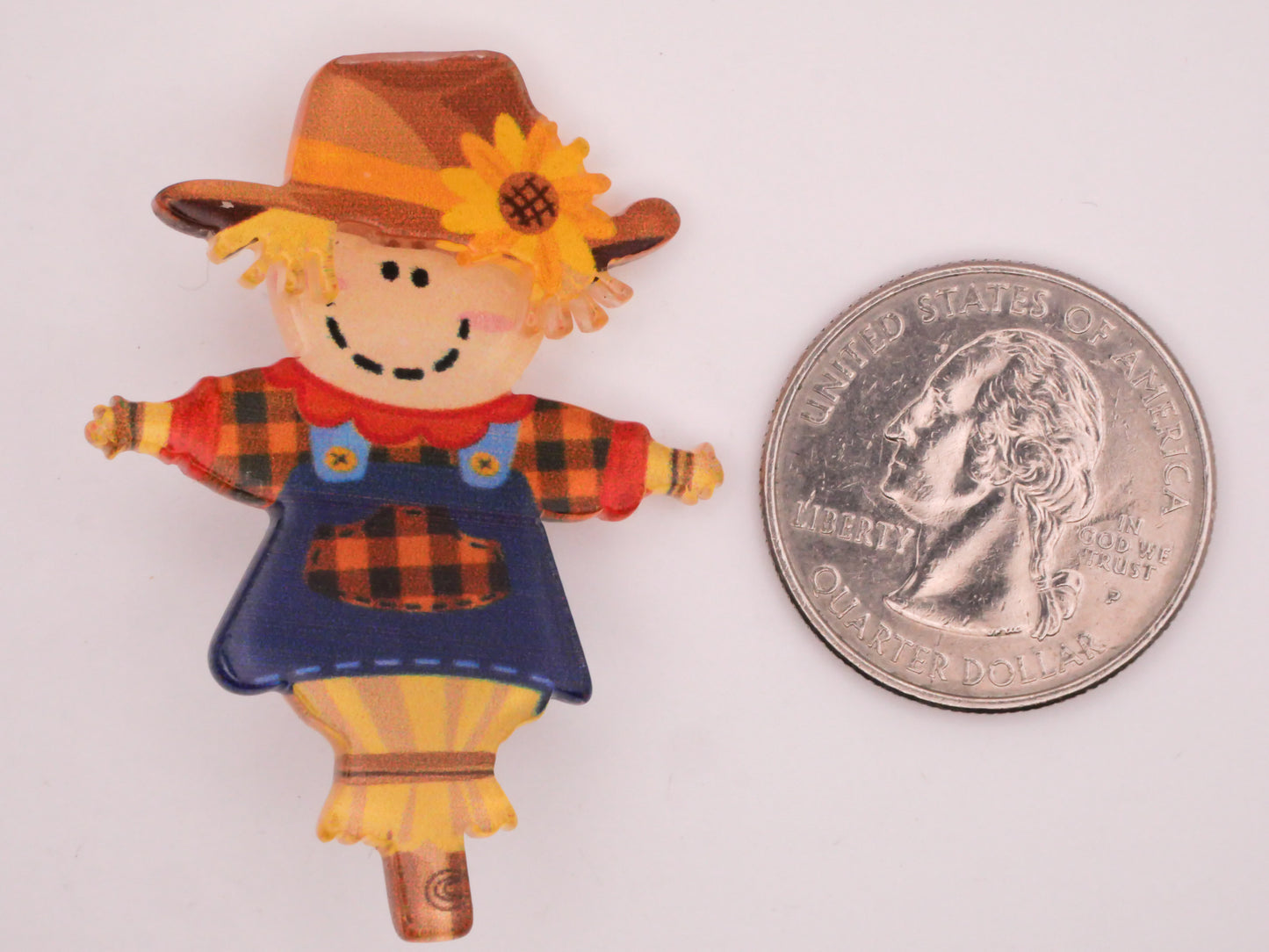Scarecrow Sunflower Hat Acrylic Plastic Large Button 34x47mm