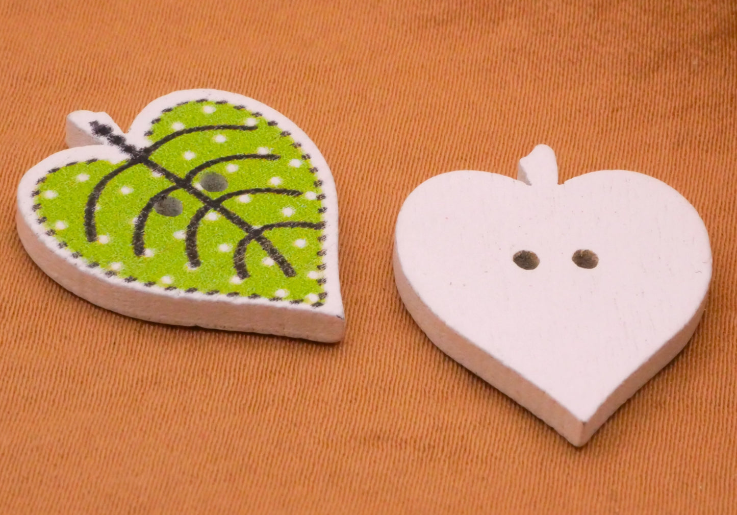 Leaf Leaves Colorful Wood Assorted Set of Ten Buttons 19x25mm