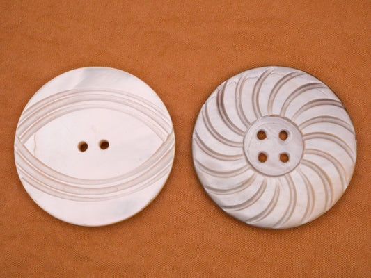 Mother of Pearl Eye or Sun Large Vintage Shell Button 37mm