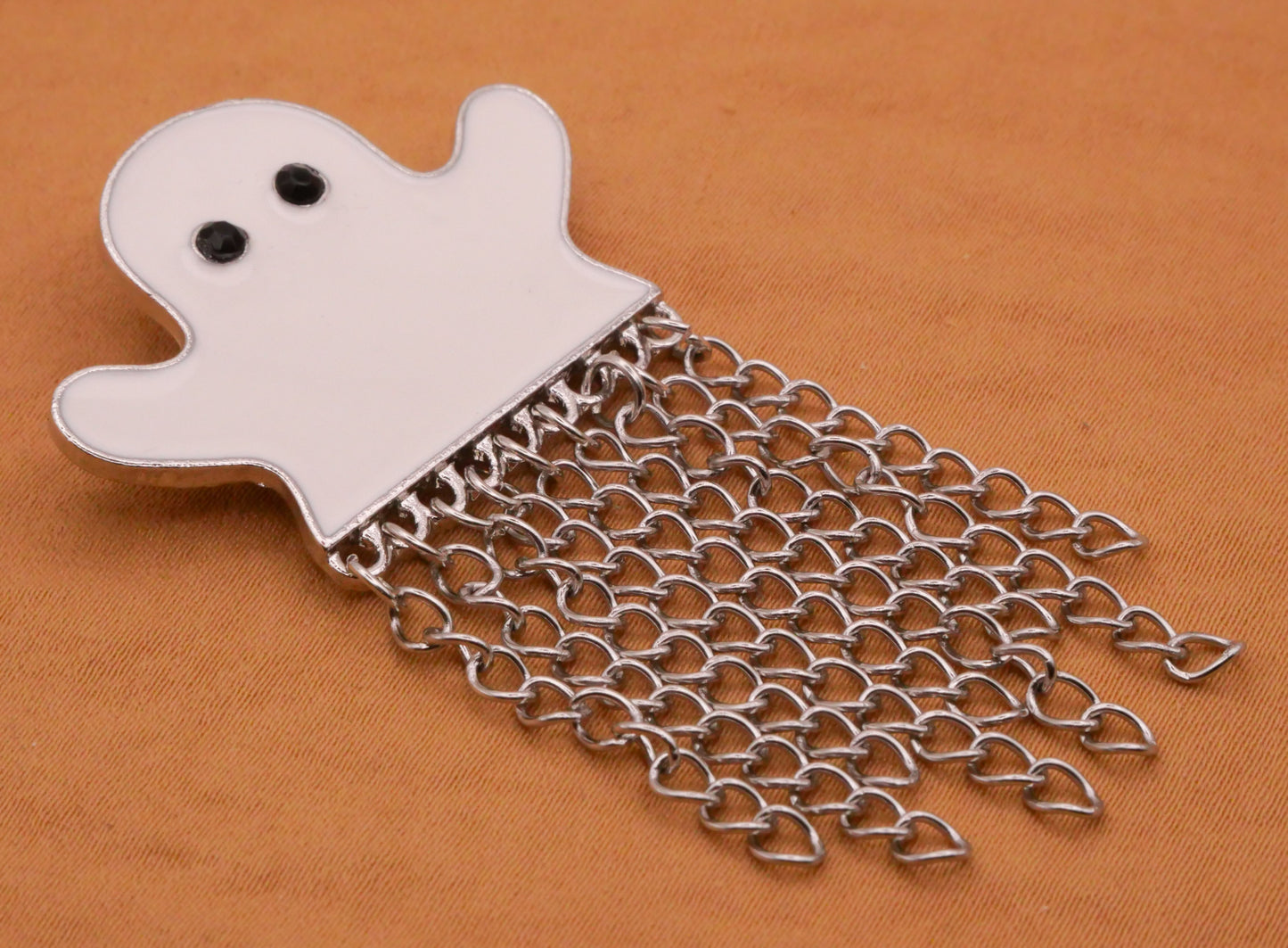 Ghost Moveable Chain Enamel Metal Large Button 35x61mm