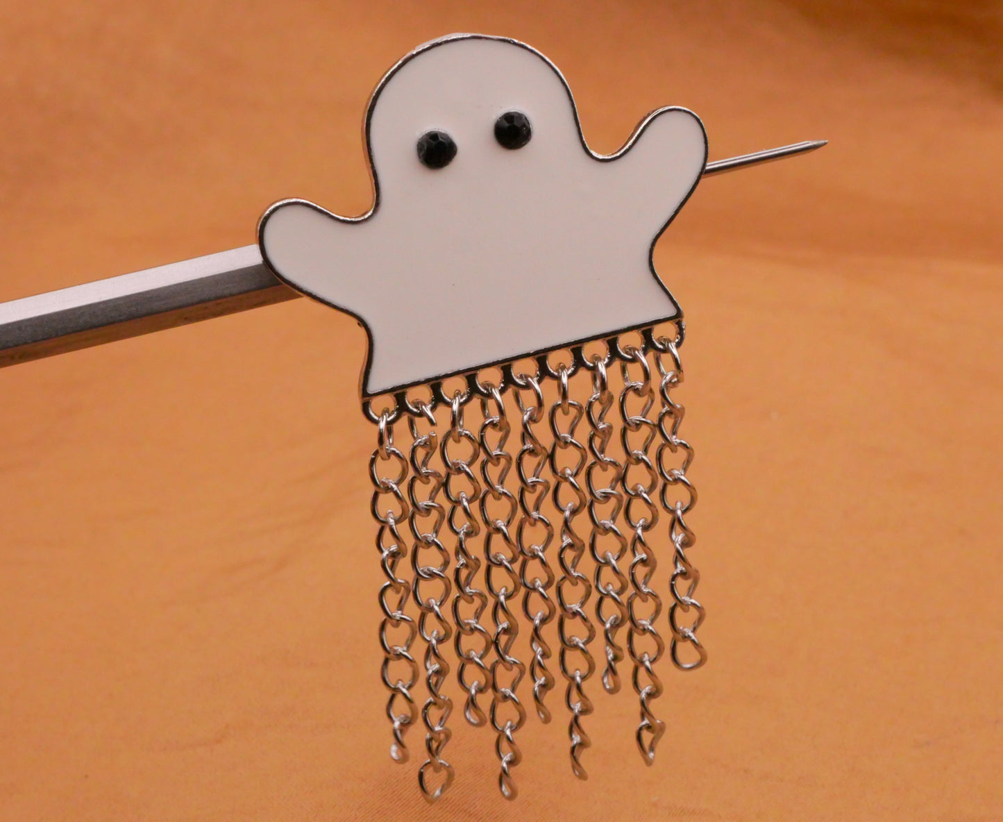 Ghost Moveable Chain Enamel Metal Large Button 35x61mm