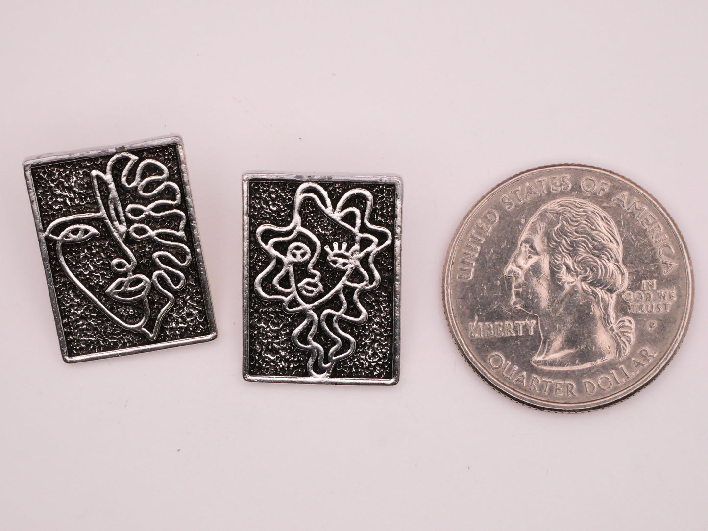 Face People Drawn Art Look Silver Metal Button Various 15x21mm