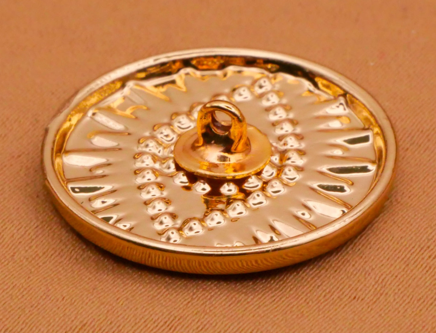 Eye Sun Rays Aqua Rhinestone Gold Metal Button 22mm