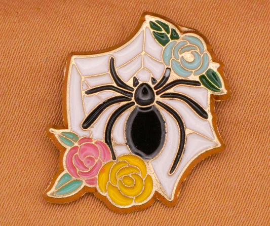 Spider Web Flowers Enamel Metal Button 19x21mm