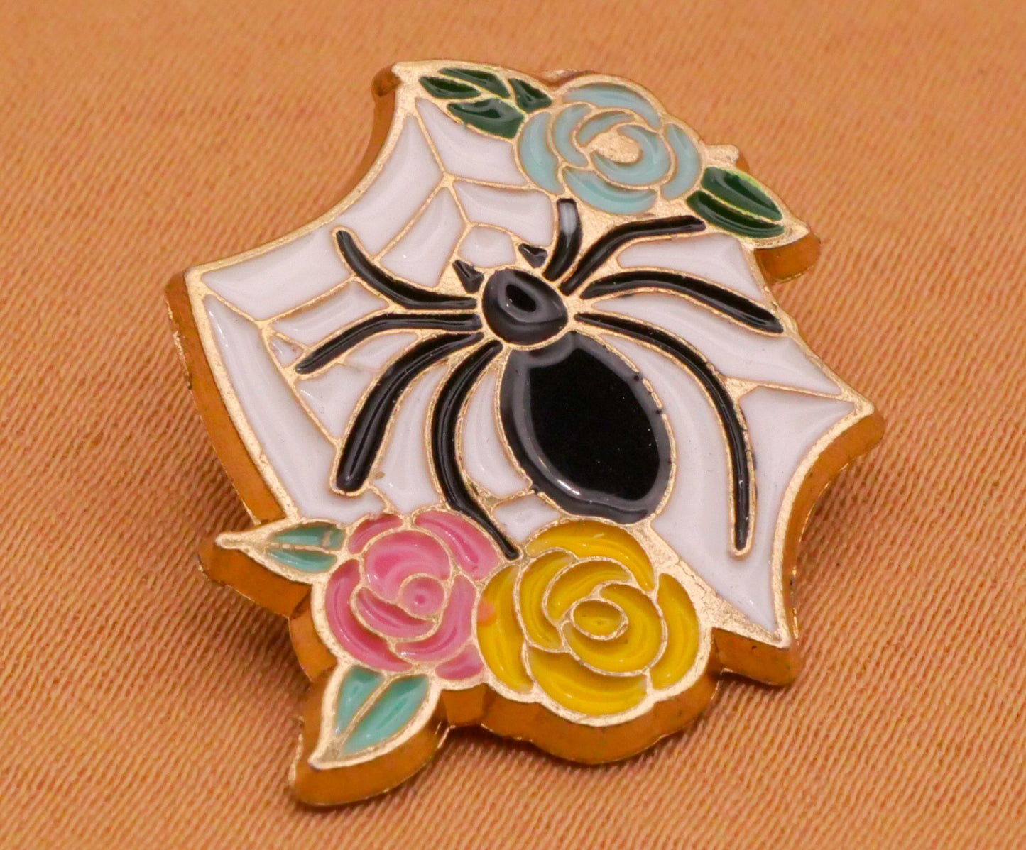 Spider Web Flowers Enamel Metal Button 19x21mm