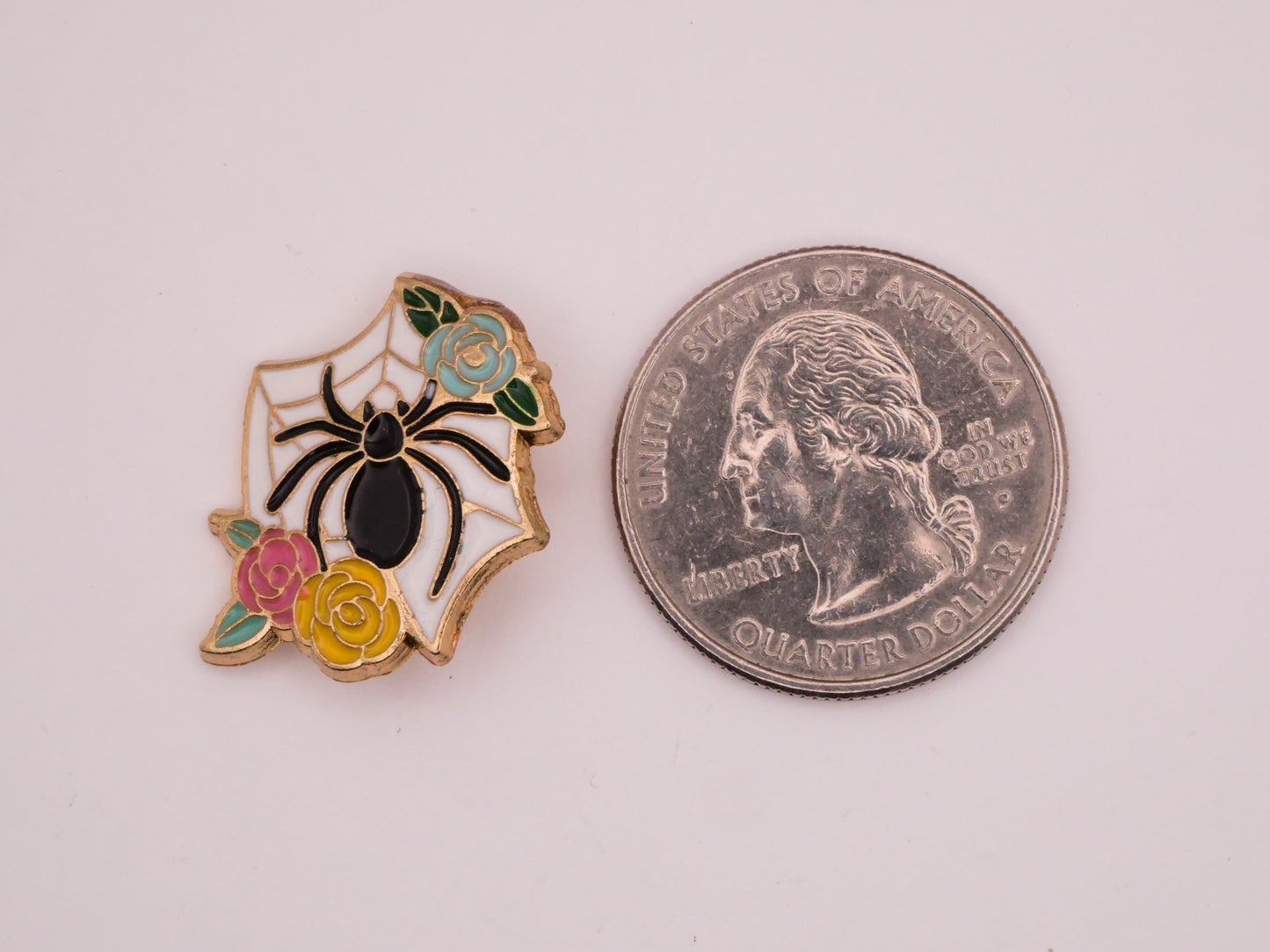Spider Web Flowers Enamel Metal Button 19x21mm