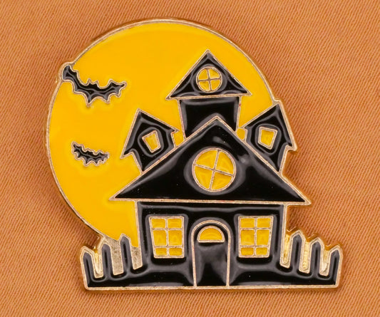 Haunted Mansion Home Bats Full Moon Enamel Metal Button 26x29mm