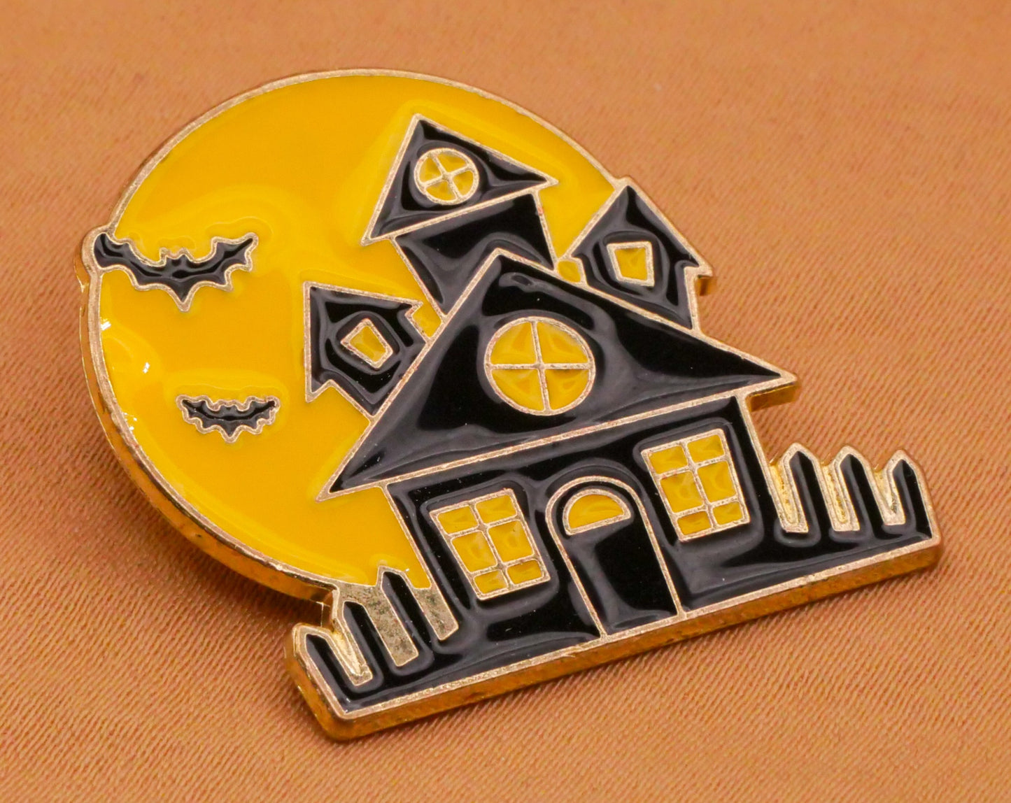 Haunted Mansion Home Bats Full Moon Enamel Metal Button 26x29mm