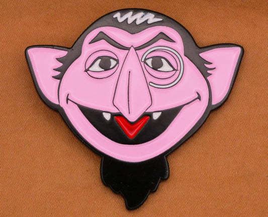 Count von Count Vampire Sesame Street Enamel Metal Large Button 41x44mm