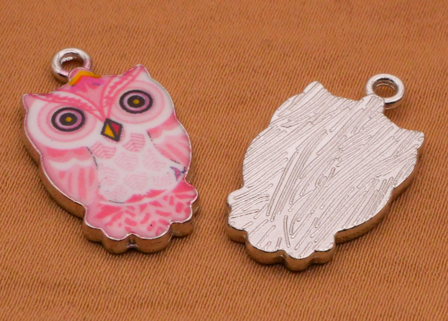 Owl Decorative Metal Plastic Assorted Set of Four Charms Embellishments 13x23mm