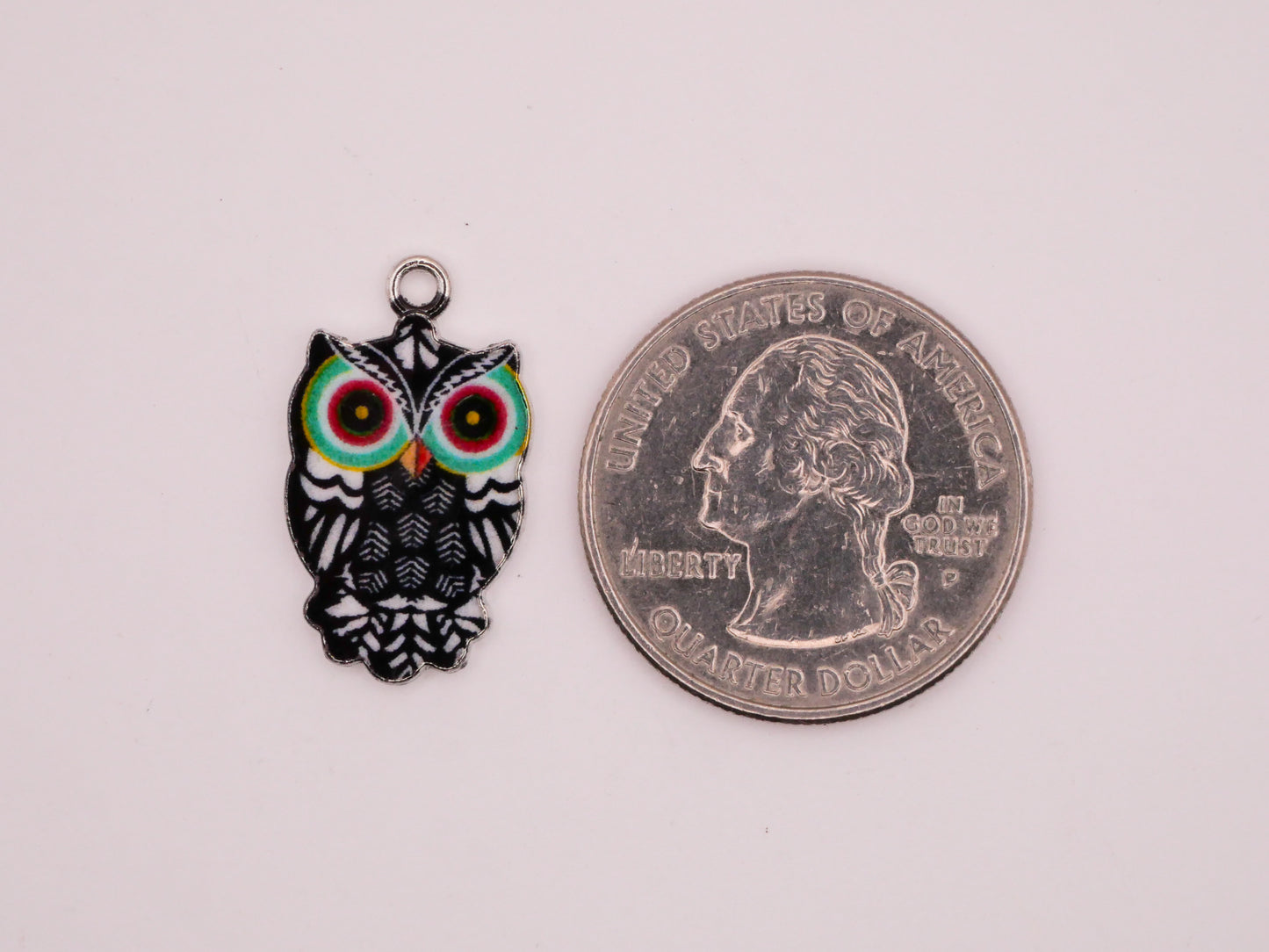Owl Decorative Metal Plastic Assorted Set of Four Charms Embellishments 13x23mm