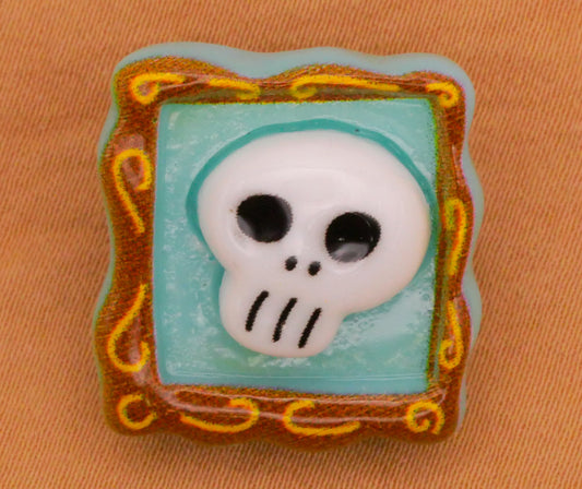 Skull Skeleton Picture Frame Aqua Plastic Button 20x21mm