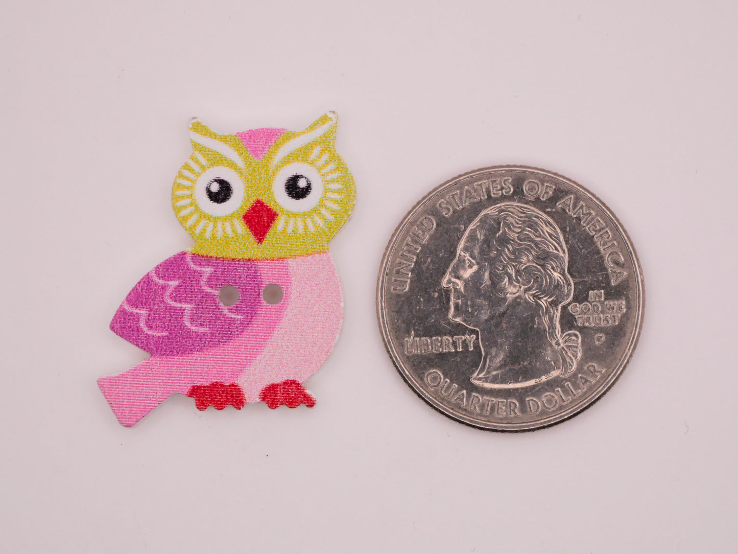 Owl Colorful Wood Assorted Set of Ten Buttons 21x30mm