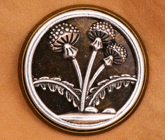 Thistle Dandelion Silver Bronze Two-Tone Metal Button 28mm