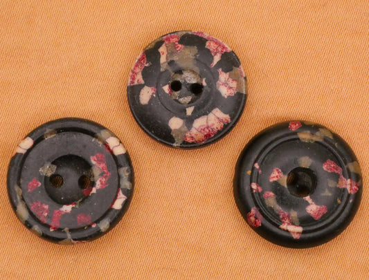 Fleck Burgundy Sage Green Ivory Black Composition Plastic Button Various 17mm