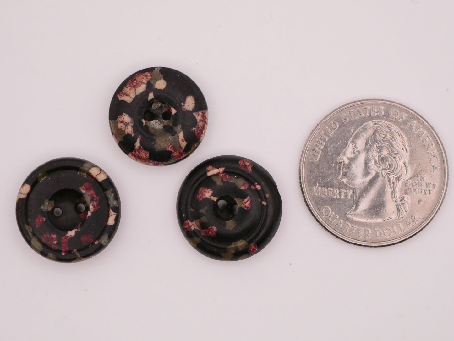 Fleck Burgundy Sage Green Ivory Black Composition Plastic Button Various 17mm