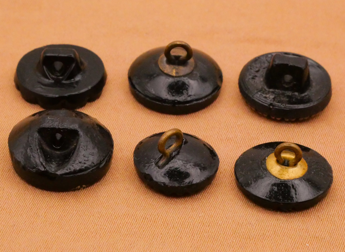 Flower Design Black Glass Button Various 12-14mm