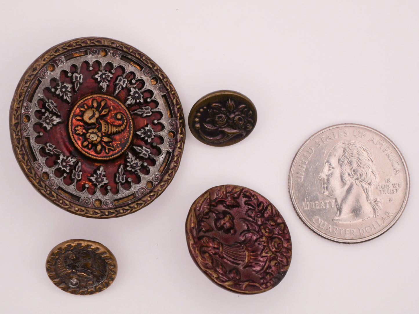 Cornucopia Flowers Victorian Metal Button Various 14-36mm