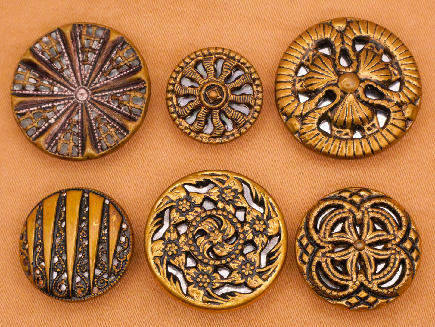 Twinkle Mirror Back Brass Look Metal Button Various 15-23mm