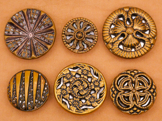 Twinkle Mirror Back Brass Look Metal Button Various 15-23mm