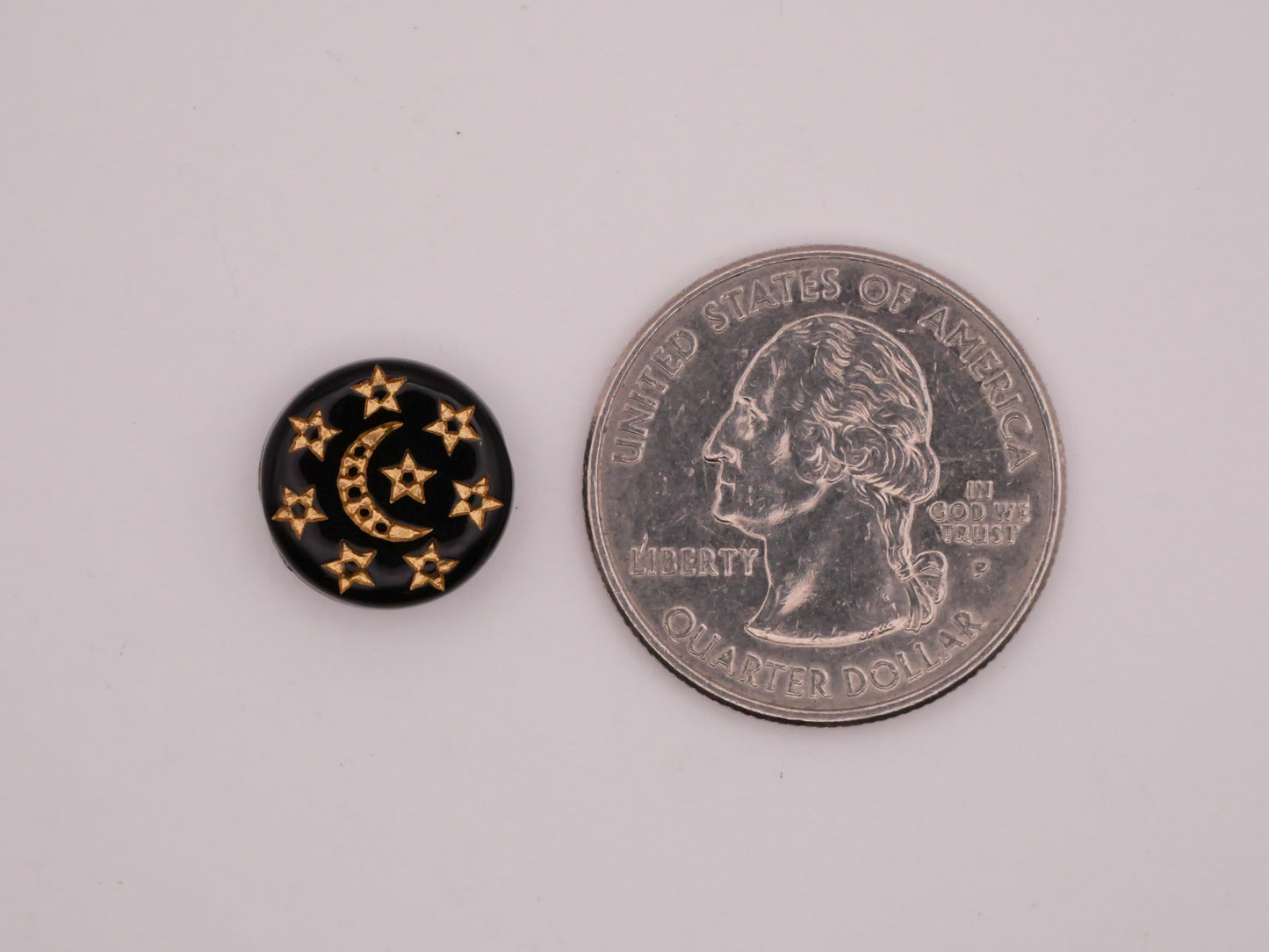 Moon Star Celestial Black Gold Plastic Set of Ten Beads Embellishments 12mm